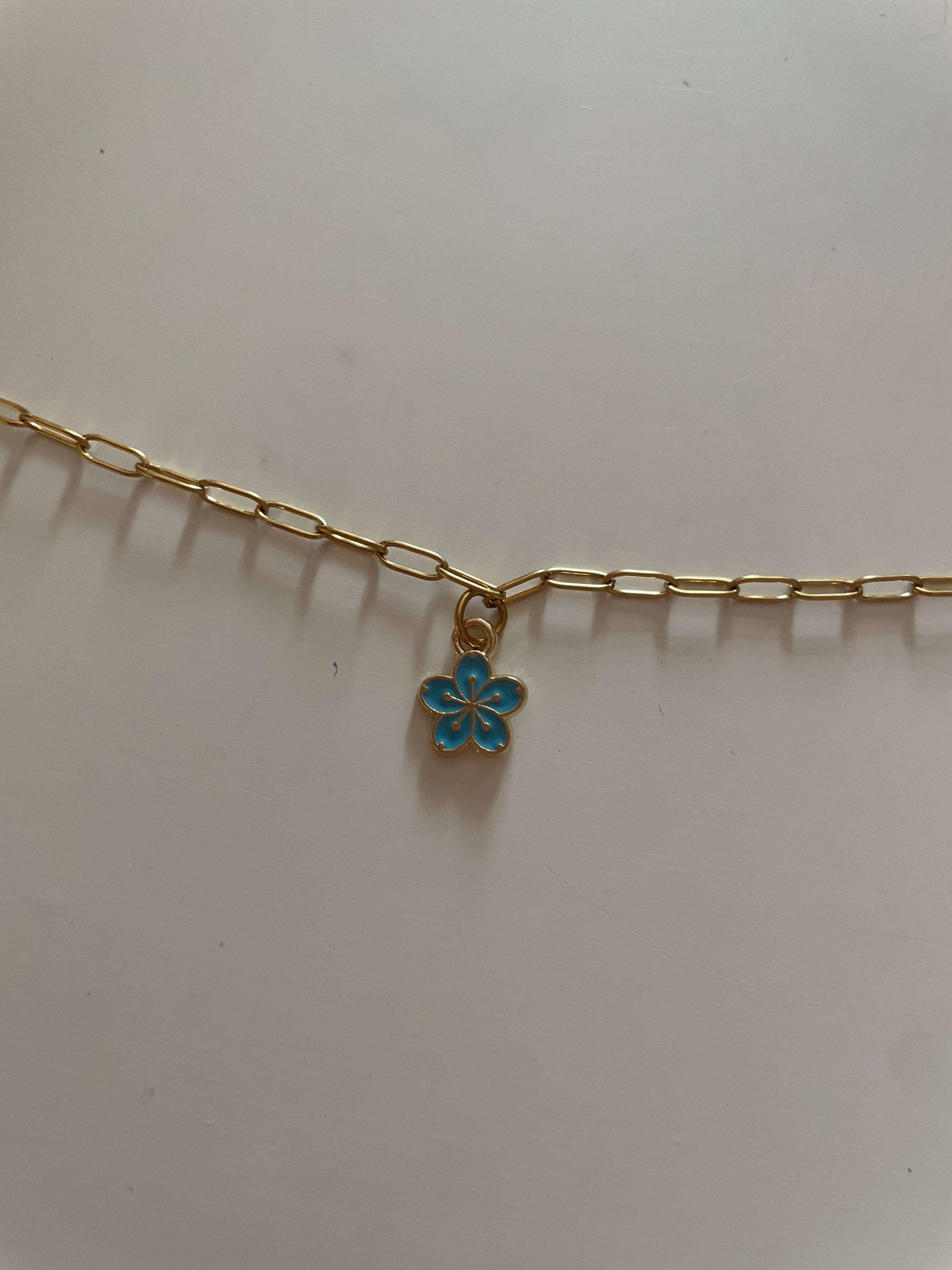 Bracelet de cheville fleur beu🩵