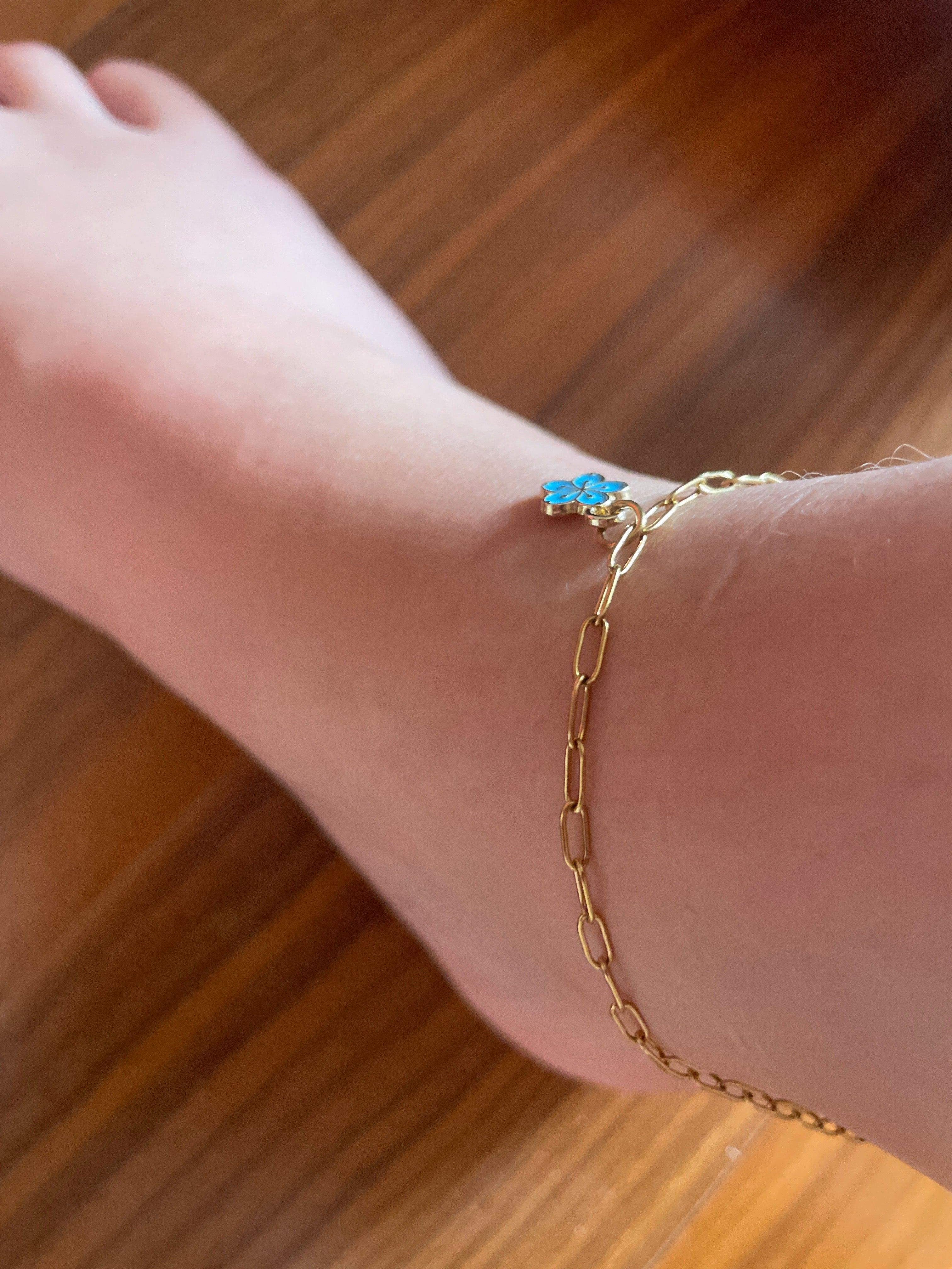 Bracelet de cheville fleur beu🩵