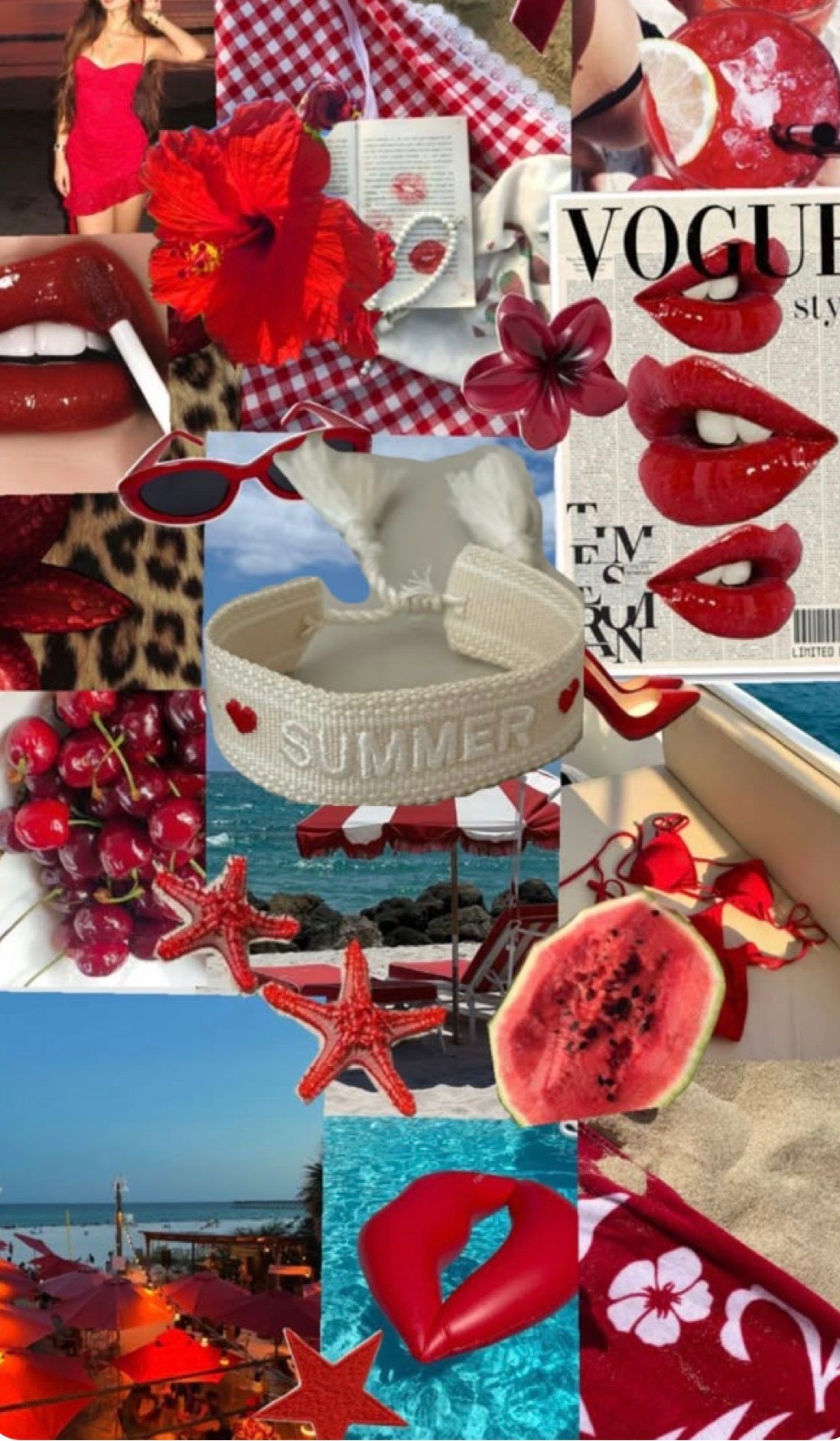Bracelet SUMMER beige avec cœur rouge ♥️